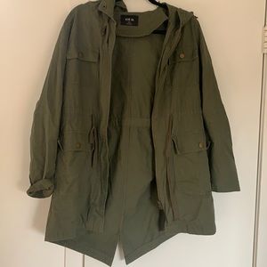 Oversized green utility jacket.